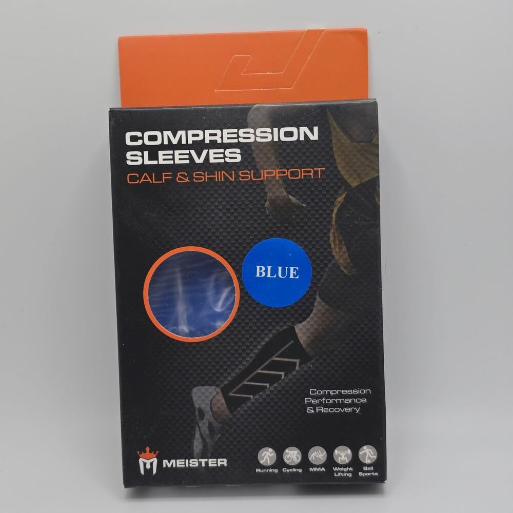 MEISTER Compression Sleeves Calf & Shin Support Blue Size XL - Pair